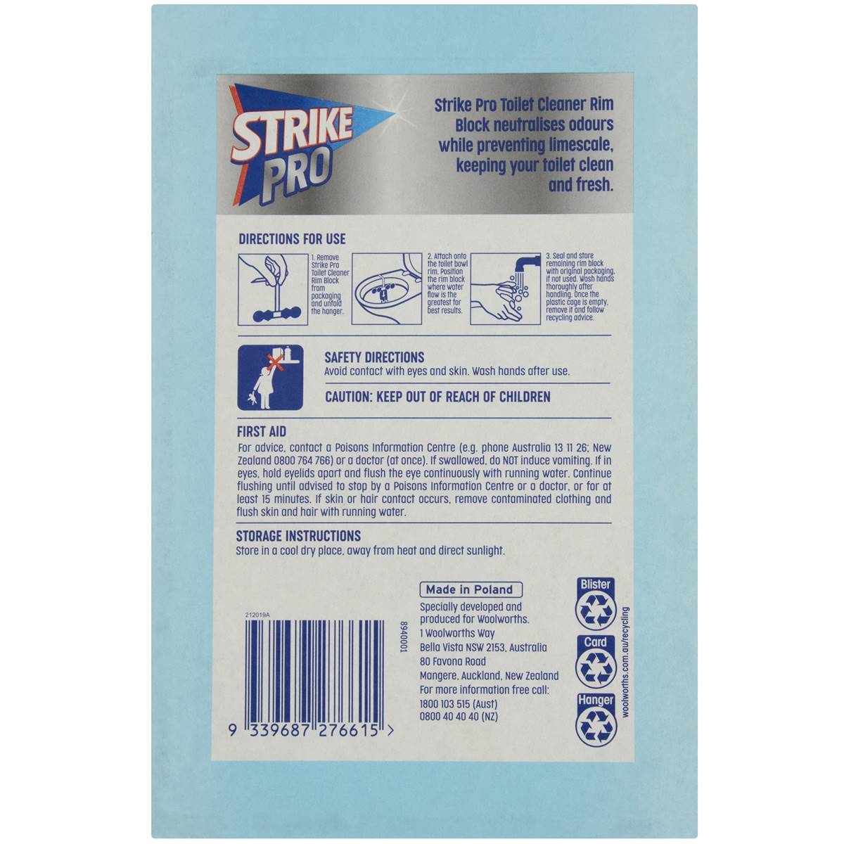 Strike Pro Toilet Clean Rim Block Marine 2 Pack