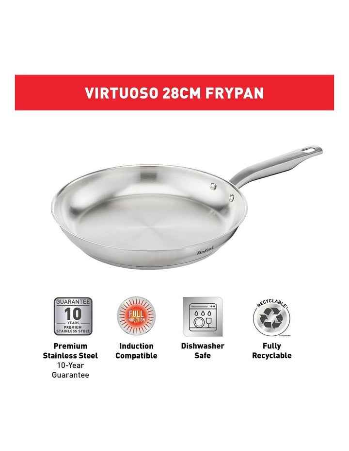 Virtuoso Induction Stainless Steel Uncoated Frypan 28cm in Silver