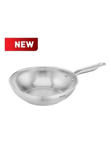 Virtuoso Induction Stainless Steel Uncoated Wok 28cm in Silver