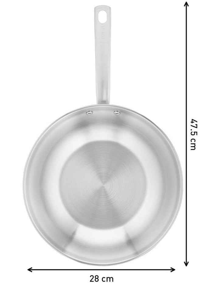 Virtuoso Induction Stainless Steel Uncoated Wok 28cm in Silver