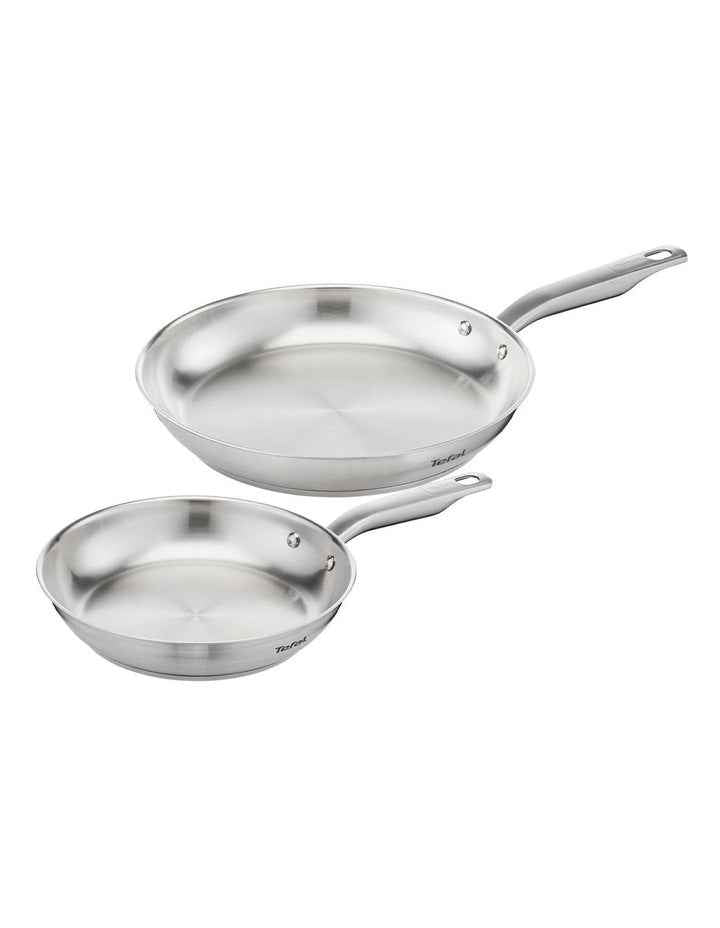 Virtuoso Induction Stainless Steel Uncoated Twin Frypan 24/28cm in Silver