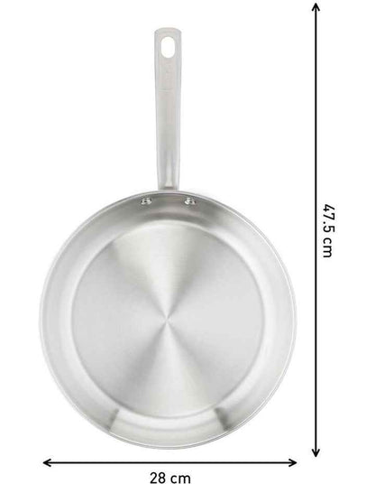 Virtuoso Induction Stainless Steel Uncoated Twin Frypan 24/28cm in Silver