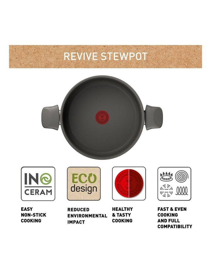 Revive Induction Non-Stick Stewpot + Lid 24cm in Cream
