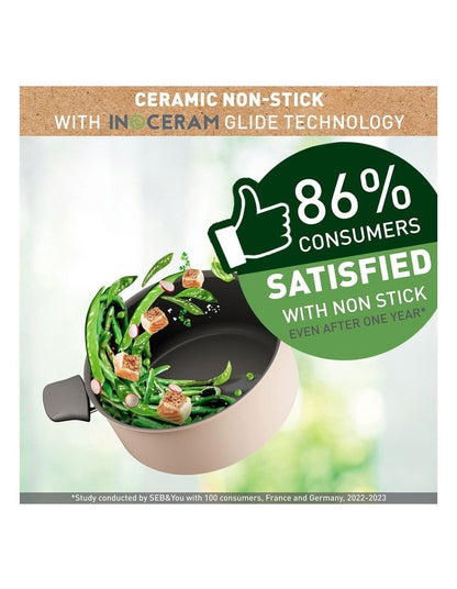 Revive Induction Non-Stick Stewpot + Lid 24cm in Cream