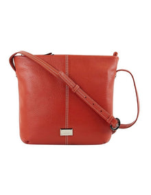 Nelson Leather Crossbody Bag in Orange