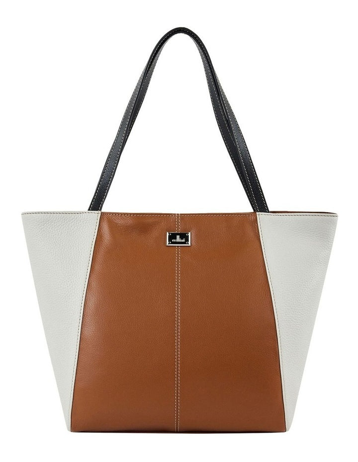 Cellini Milford Leather Tote in Tan Multi