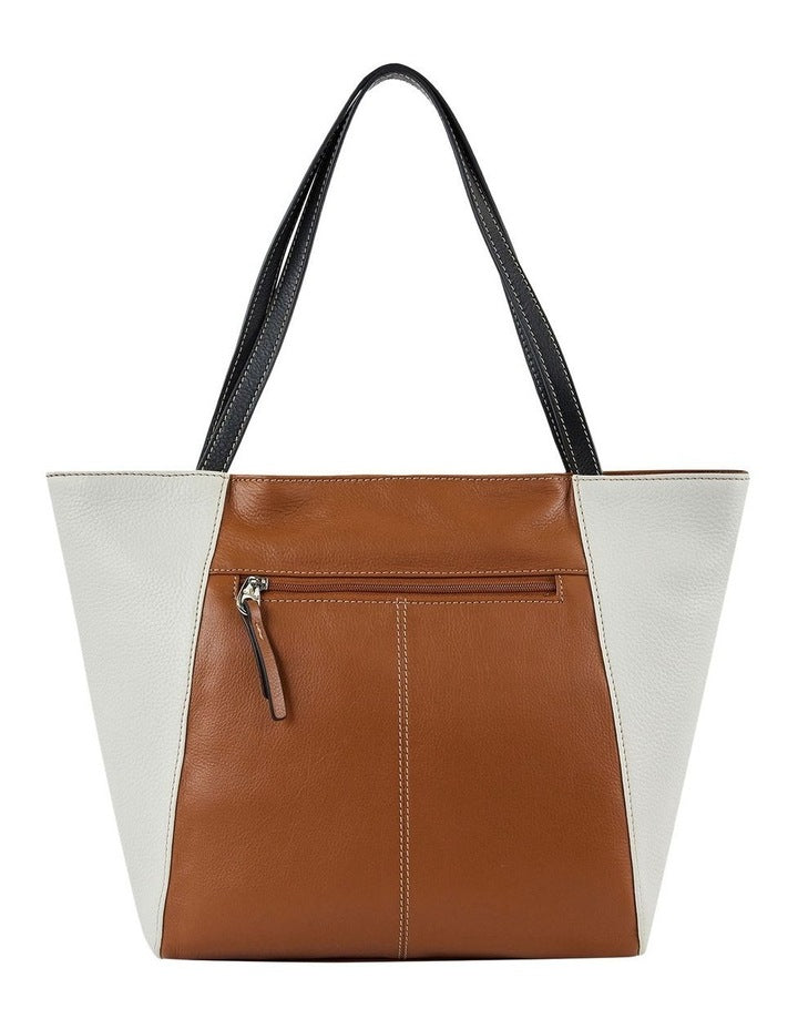 Cellini Milford Leather Tote in Tan Multi
