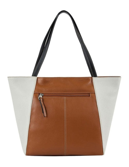 Cellini Milford Leather Tote in Tan Multi
