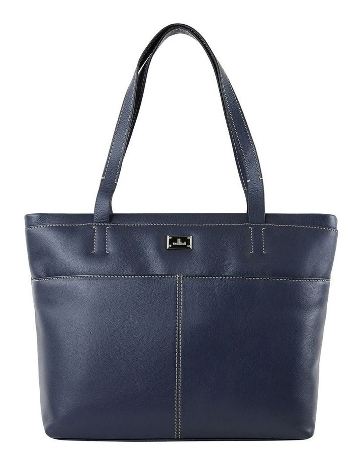 Stirling Leather Tote Bag in Navy