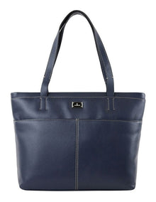 Stirling Leather Tote Bag in Navy