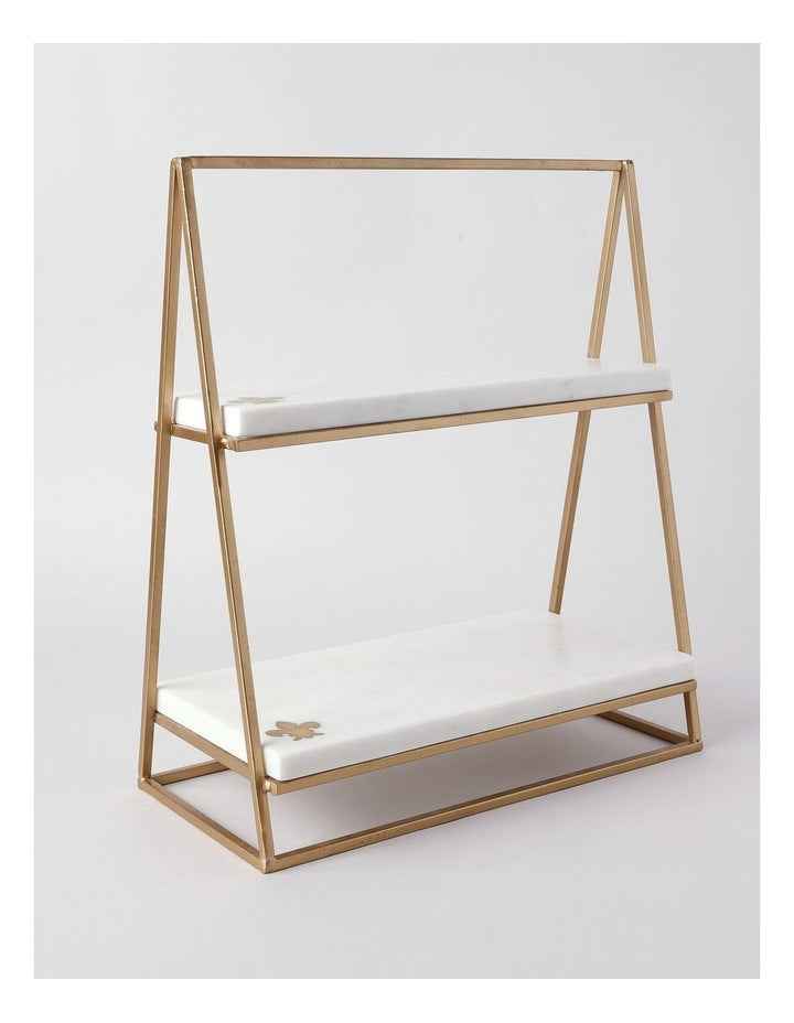 Avery Two Tier Rectangular Platter with Fleur-de-lys in White