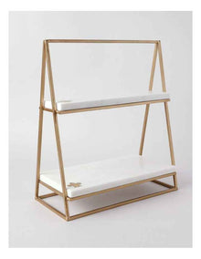 Avery Two Tier Rectangular Platter with Fleur-de-lys in White