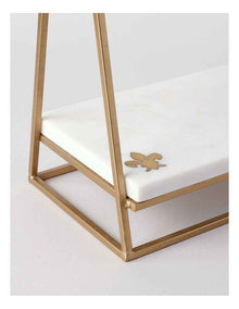 Avery Two Tier Rectangular Platter with Fleur-de-lys in White