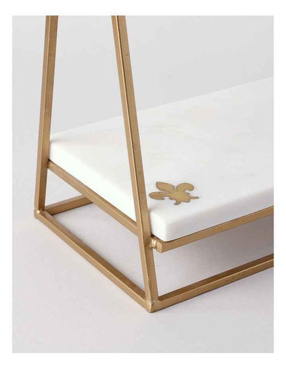 Avery Two Tier Rectangular Platter with Fleur-de-lys in White