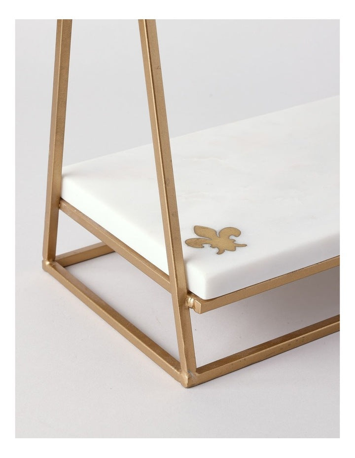 Avery Two Tier Rectangular Platter with Fleur-de-lys in White