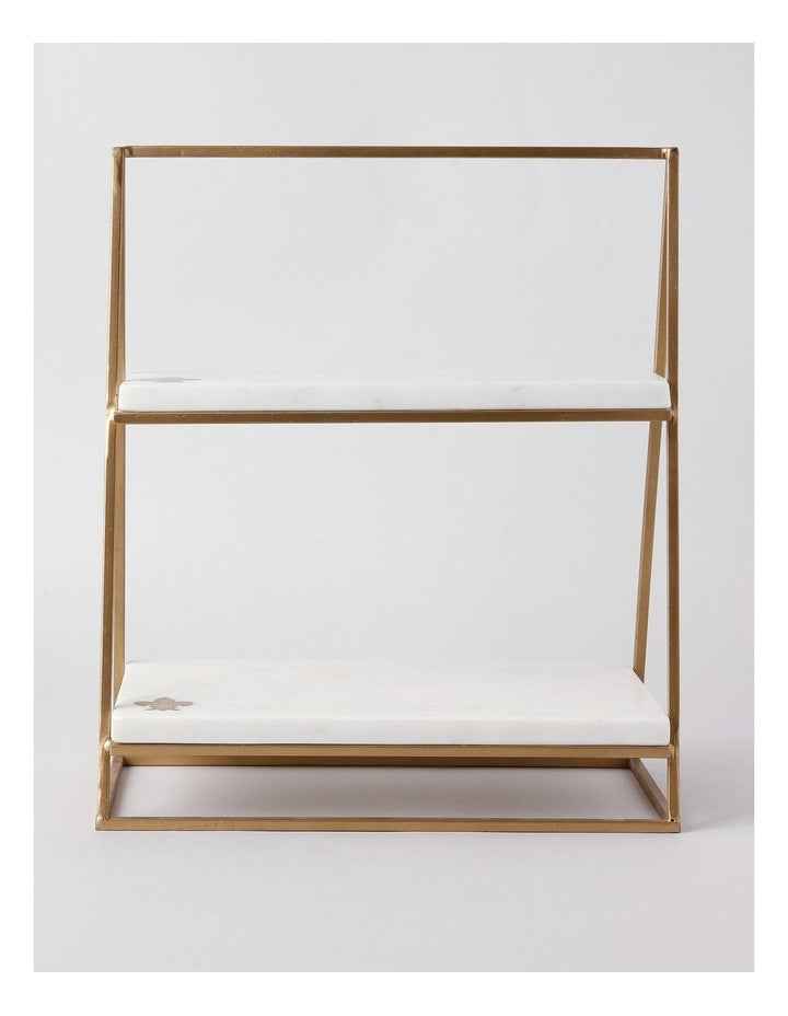 Avery Two Tier Rectangular Platter with Fleur-de-lys in White