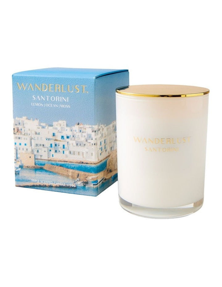 Wanderlust Candle With Lid Santorini 198g 7.5x9cm