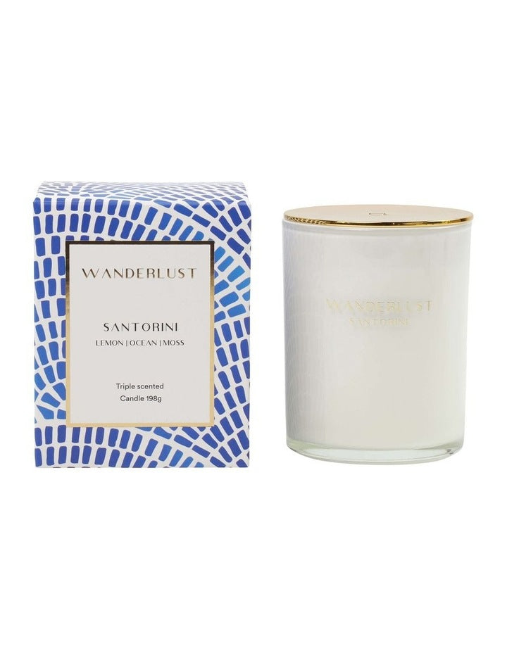 Wanderlust Candle With Lid Santorini 198g 7.5x9cm