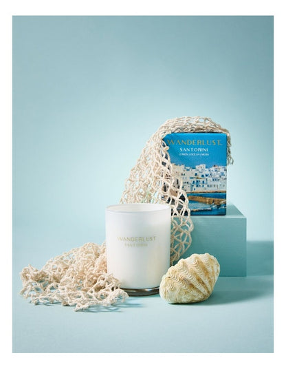 Wanderlust Candle With Lid Santorini 198g 7.5x9cm