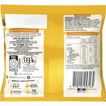 Sunbites Snack Crackers With Quinoa Cheddar & Chives Single Pack 24g
