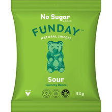 Funday Natural SweetsNo Sugar Added Vegan Lollies Sour Gummy Bears 50g