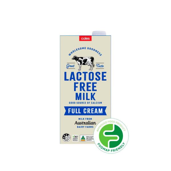 COLES LACTOSE FREE LONG LIFE MILK:FULL CREAM:.:1 LITRE