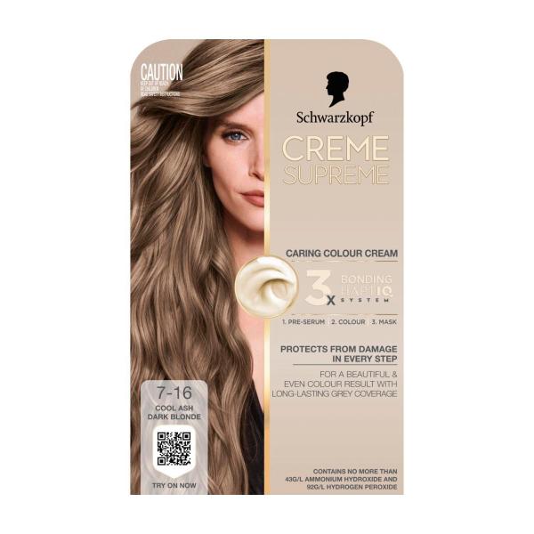 SCHWARZKOPF CREME SUPREME 7-16 COOL ASH DARK BLONDE