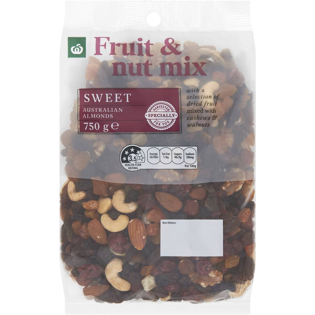 Woolworths Mixed Nuts & Fruit 750g Pack