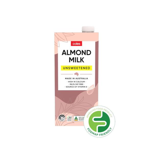 COLES ALMOND MILK:UNSWEETENED:.:1 LITRE