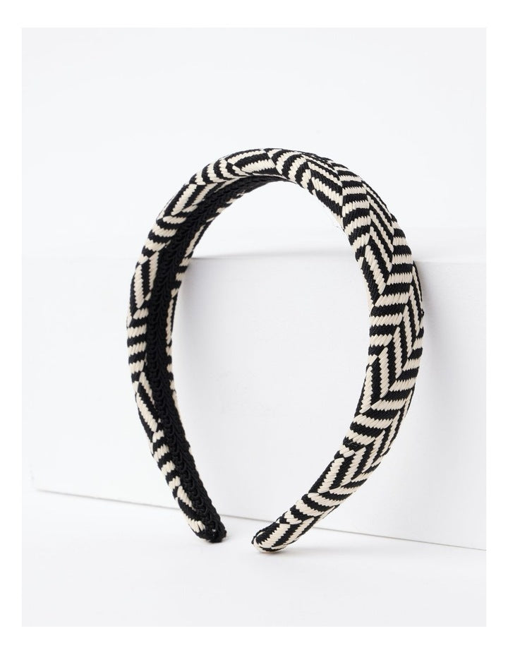 Two Tone Weave Headband in Black/White