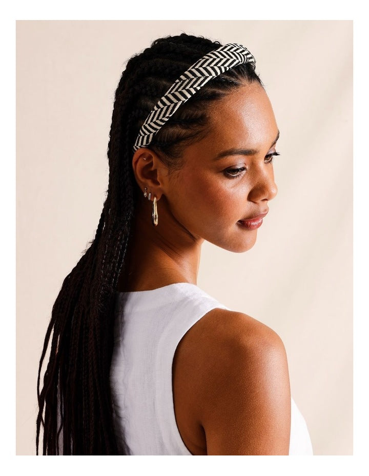 Two Tone Weave Headband in Black/White