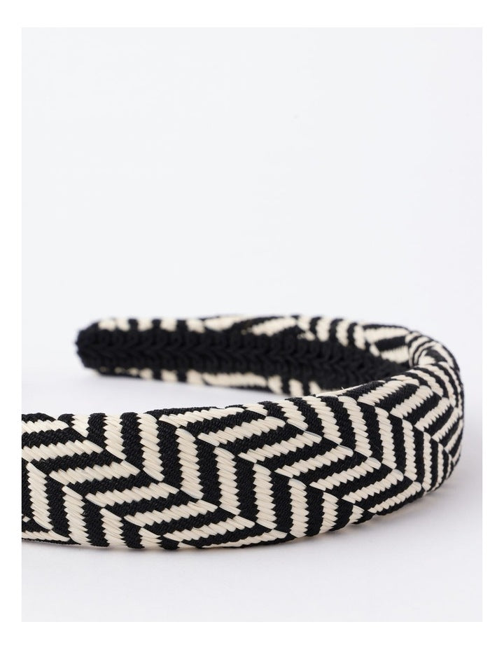 Two Tone Weave Headband in Black/White