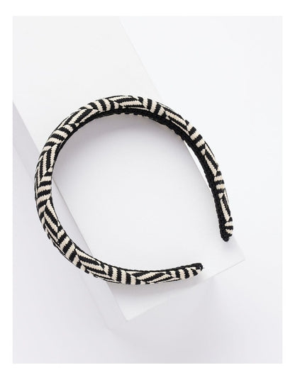 Two Tone Weave Headband in Black/White