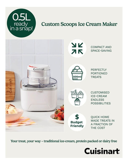 Custom Scoops Ice Cream Maker in White ICE-M10XA