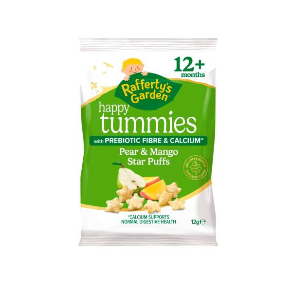 RAFFERTY'S GARDEN TUMMY PUFFS PEAR & MANGO 12 MONTHS 12G