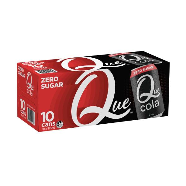 QUE COLA ZERO SUGAR SOFT DRINK 10X375ML
