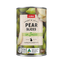 COLES PEAR SLICES IN JUICE 410G