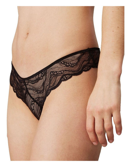 Instinct Sheer Lace Brizilian Brief in Black
