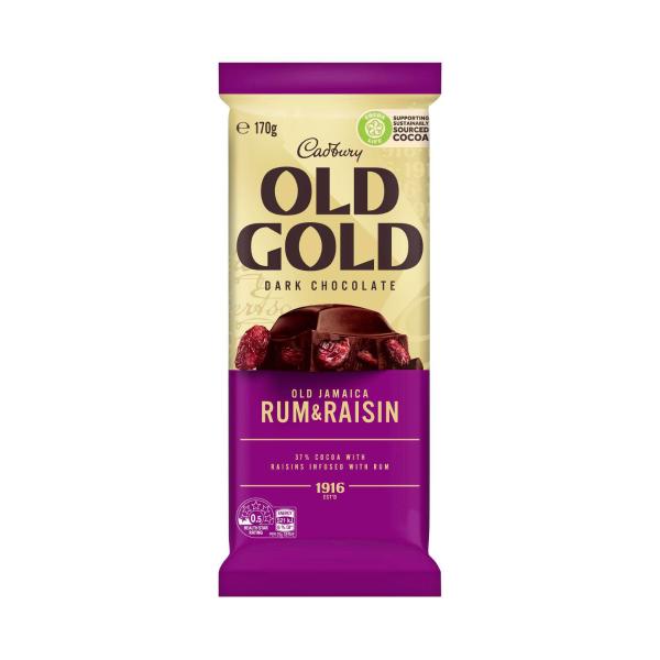 CADBURY OLD GOLD BLOCK CHOCOLATE:JAMAICA R&R:.:170 GRAM