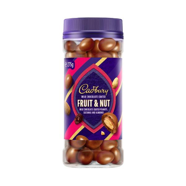 CADBURY MILK CHOCOLATE COATED FRUIT & NUT 275G
