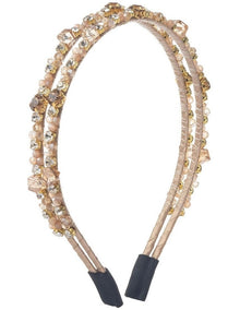 Jewelled Double Headband in Champagne