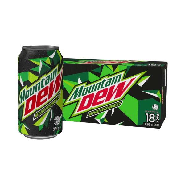 MOUNTAIN DEW SOFT DRINK  CANS MULTIPACK 375ML 18 PACK