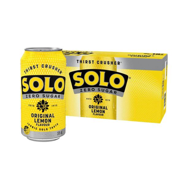 SOLO LEMON SOFT DRINK ZERO SUGAR CANS MULTIPACK 375ML 18 PACK