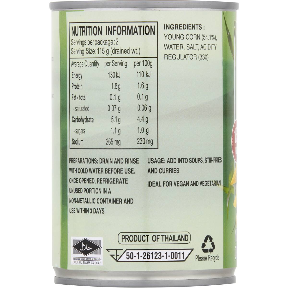 Pigeon Baby Corn In Brine 425g