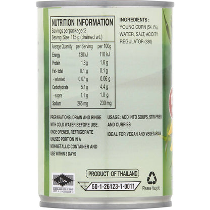 Pigeon Baby Corn In Brine 425g