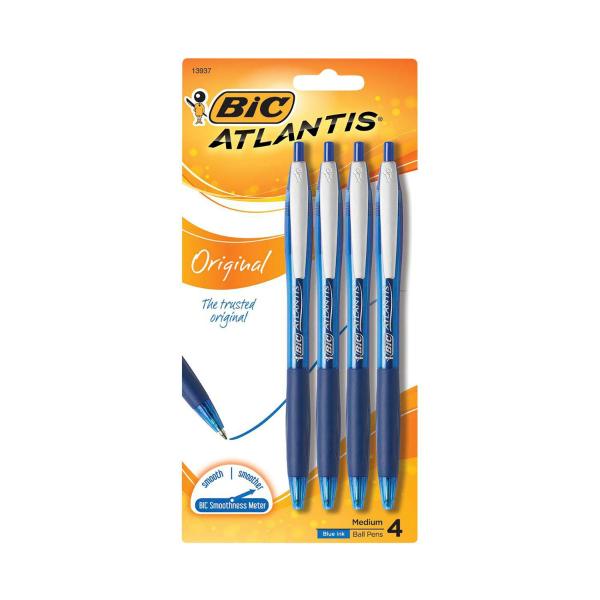 BIC ATLANTIS PENS BLUE 4 PACK