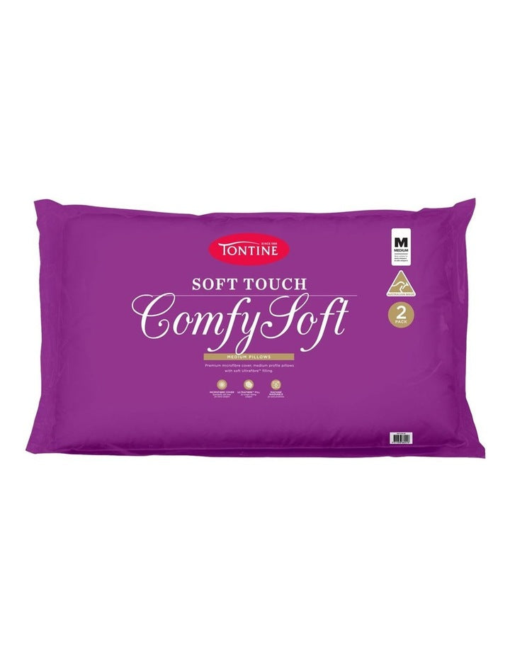 Comfy Soft Medium Pillow 2 Pack in White