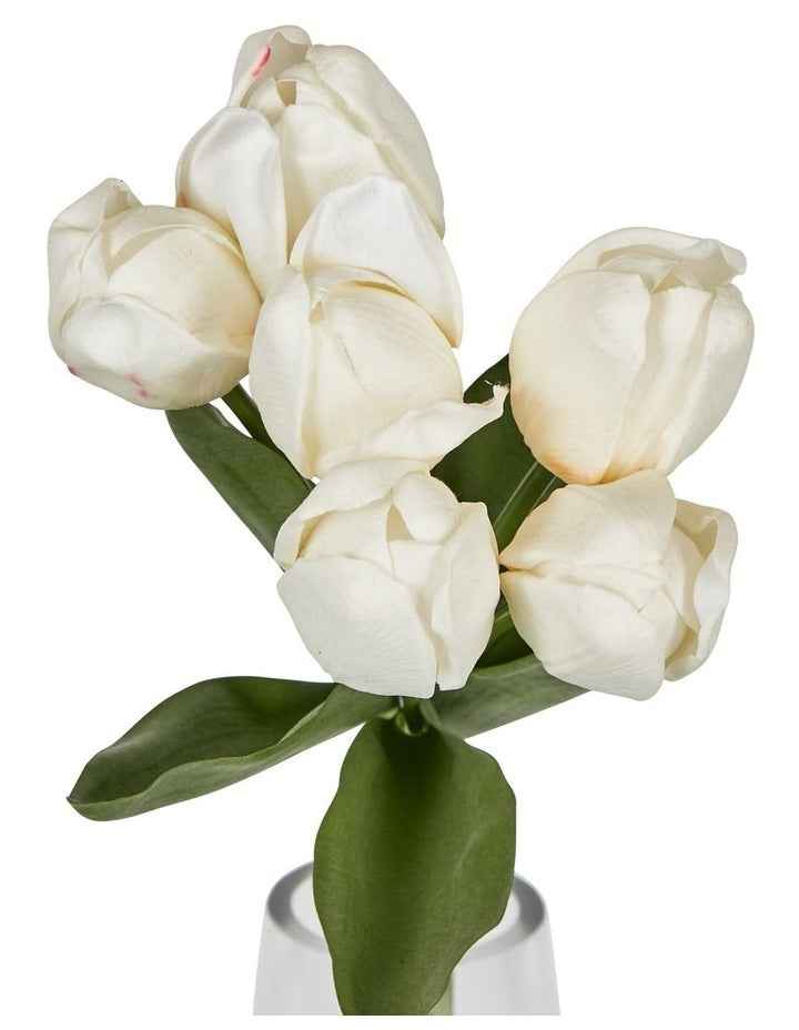 Soft Touch Tulip Bunch 45cm in White