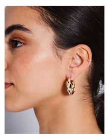Hammered Hoop Earrings in Gold