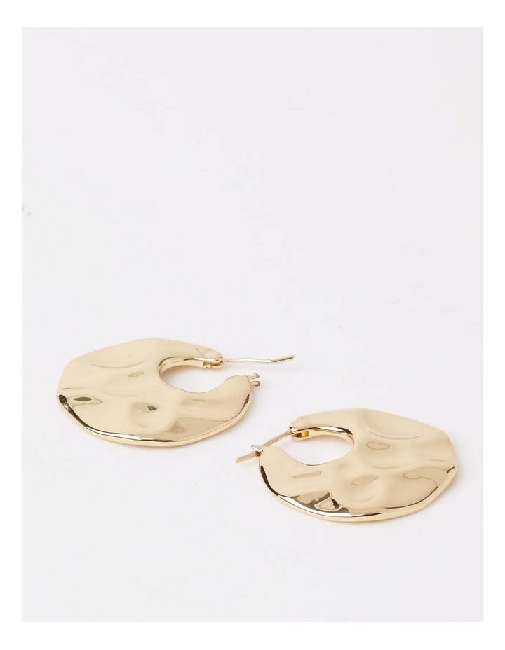 Hammered Hoop Earrings in Gold